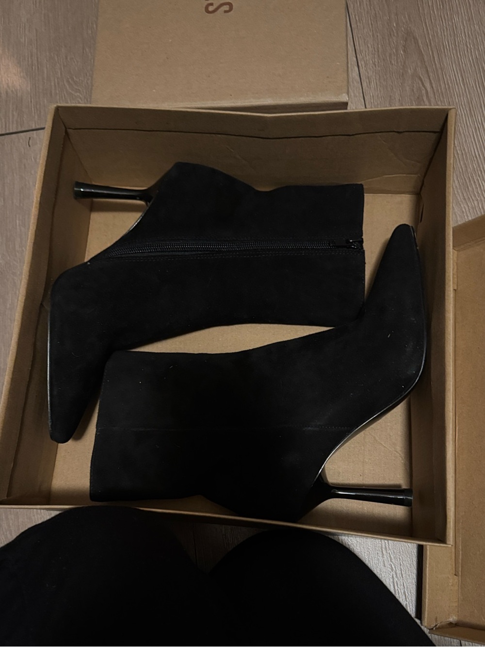 Steve Madden CEREMONIE Black Suede Heeled Booties - Size 6.5